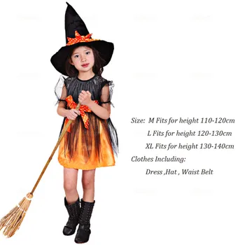 Halloween Kostumer til Børn Børn Piger Heks Kostume, Heks Cosplay Parti Rolle Spiller Vampyr Kjole Jul