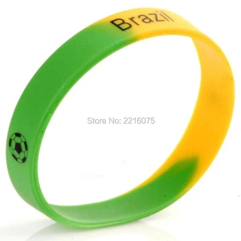 300pcs Gul grøn segment Flag vm i Brasilien armbånd silikone armbånd gratis forsendelse af DHL express
