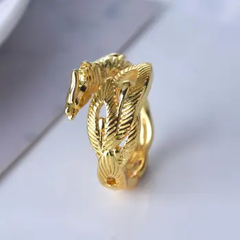 Vietnam Alluviale Guld Dragon Phoenix Par vielsesringe Justerbar Smykker Engros Åbne Kvinder Mænds Ring