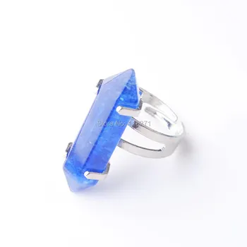 WOJIAER Unik Ring for Kvinder natursten Runde Perler Casual Finger Ringe Quartz Sølv Farve Party Smykker 5P PX3045