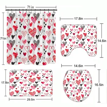 Valentine ' s Day Romantisk Kærlighed Glade Hjem Brusebad Badeværelse-Produkter 4-piece