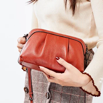 Ny 2020-Mode Kvinders Ægte Læder Håndtasker Luksus Håndtasker Damer Lille Skulder Vintage Tasker Messenger Tasker okselæder