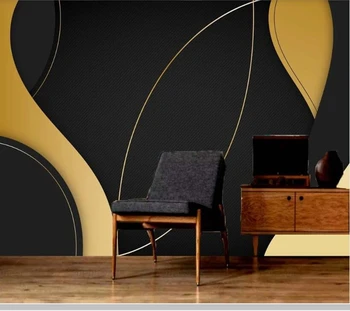 Papel de parede Moderne golden geometriske linjer abstrakt luksus tapet vægmaleri,stue, soveværelse tapeter home decor
