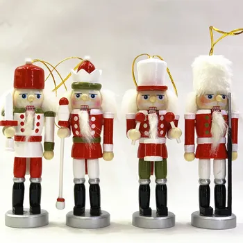 4 Stykker af Nøddeknækkeren Dukker juletræspynt 12 Cm Træ-Soldat Band Dukke Heldig Skytshelgen Vedhæng Ferie Gave
