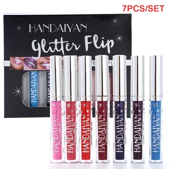 HANDAIYAN 7pcs/sæt Vandtæt Lip Gloss Plumper Laser Lip Tint Glitter Læift Pigment, Makeup, Skønhed, Kosmetik Gave
