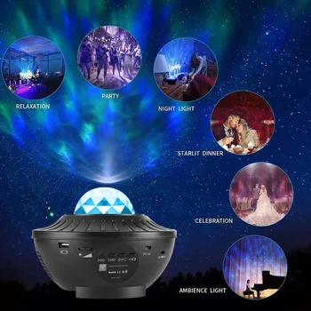 21 Farve Stjerneklar Projektor Bluetooth USB Voice Control Musik Afspiller LED Nat Lys Romantisk Projektion Lampe Børn Gave Room Decor