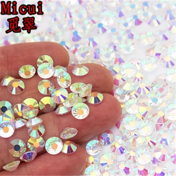 Micui SS3-SS30 AB Glitter og Rhinestones Glas Krystal Fladskærms Tilbage Runde Nail Art Sten Ikke Hotfix Strass Krystaller til gør det selv-MC991
