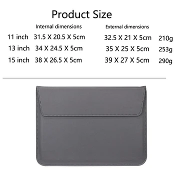 BGreen Super Slim PU Læder Laptop Sag Notebook Taske Tablet PC Sleeve Kuvert Til Macbook Dell Lenovo HUAWEI Surface Pro HP