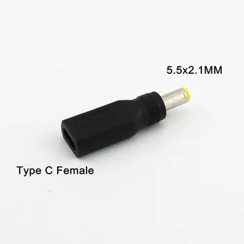 1x USB 3.1 Type C Kvindelige Jack til 5,5 x 2.1 mm hanstik DC Power Beregning Adapter Stik, Sort