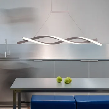 Moderne Enkelt LED Aluminium Strip Vedhæng Lys Krom/Guld Belagt Færdig Pendel lampe til Spise-Stue, Bar