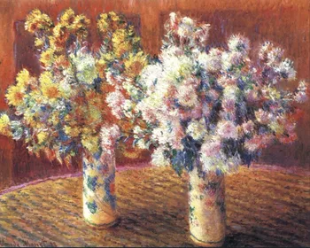 Høj kvalitet Olie maleri på Lærred Gengivelser, To Vaser med Chrysanthems (1888) Af Claude Monet hånd malet