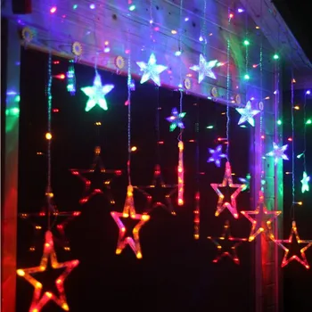 Star LED String Fe lysgitter Icicle Lampe Part Vinduet Hjem Dekoration bryllup, fødselsdag, Jul, Halloween Xmas