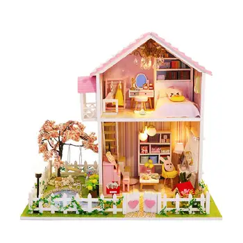 Diy Dukkehus I Træ Hus Cherry Tree Elsker Kreative Træ-Samlet Bygningsmodel Toy Hus Kvindelige Fødselsdag Gave