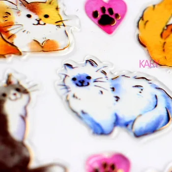 Søde Katte Dejlige Evp Dovne Pet Glitter Skinnende Forgyldt Crystal Scrapbooking Klistermærker Tilbehør, Legetøj Til Børn Dagbog Papirvarer