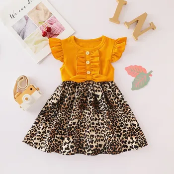 Sommer Piger Dress платье для девочки Mode Barn Børn Baby Pige Flæser Denim Blomster Leopard Prinsesse Tulle Casual Kjole