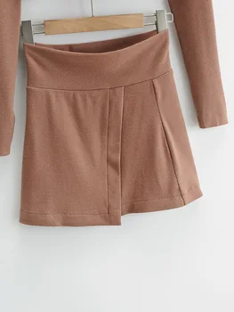 Lynlås kort nederdel, der passer kvinder 2021 foråret Europæiske og Amerikanske stil stramme korte top + uregelmæssige kort nederdel to-piece suit