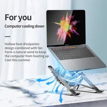 Foldbar Desktop, Laptop, tablet Stå Med Ventilator Varmeafledning For HP, DELL MacBook Air Pro Stå Notebook Indehaver Køligere