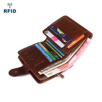 RFID-Kort Tegnebog Hoved Lag Okseskind Mandlige Pung Coin Tegnebog Style Retro Kort Tegnebog Mænds Kort Indehaveren Høje ende Standard Tegnebog