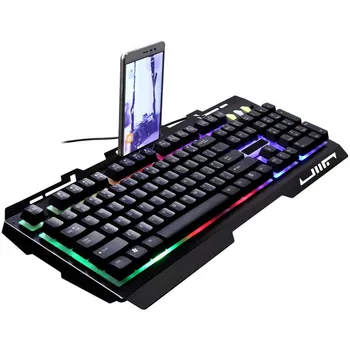 VOBERRY G700 LED Regnbuens Farver Baggrundslys Spil Machine USB-Kabel-Tastatur Og Mus-Gruppen LOL