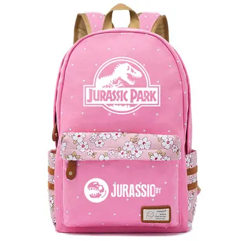 F3302 Tegnefilm Jurassic Park Dinosaur Børn Skoletaske Piger Skole taske Kvinder Bagpack Teenagere Lærred Dame Femme Rygsæk