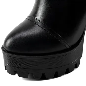 Masgulahe 2018 hot salg nye ankommer kvinder støvler lynlås i ægte læder støvler platform super høj ko læder ankel støvler stor størrelse