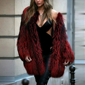 FURSARCAR Vin Rød Ægte Ræv Pels For Kvinder Vinteren Silver Fox Fur Jakke Ægte, Naturlig Pels Luksus Outwear Tilpasse