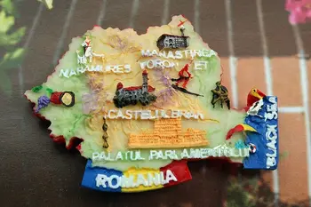 Rumænien Kort Lille Fisk Formet Turist Rejse Souvenir-3D Harpiks Køleskab Køleskab Magnet Håndværk GAVE IDÉ Hjem Indretning