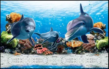 Brugerdefinerede foto tapet på vægge, 3 d Middelhavet landskab vægmalerier Underwater World Dolphin TV Baggrund Wall paper home decor