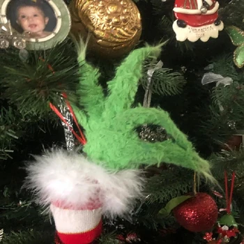 Furry Grøn Arm Ornament Holder til juletræet til Jul Home Party I88