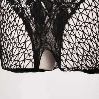 Kvinde erotisk body med frynsede skulder stropper åben skridt krop strømper rundt hul-mesh-black strømper Erotisk lingeri
