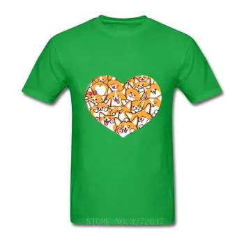 Høj Kvalitet mænd T-Shirt Corgi i hjertet Valentine ' s Day T-shirt, Bomuld T-shirts, korte ærmer Shirts Hipster Shirts