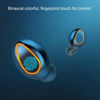 F9-V5.0 Bluetooth-5.0 Øretelefoner TWS Fingeraftryk Røre Headsettet HiFI Stereo-I-øret Øretelefoner Trådløse Hovedtelefoner Til Sport