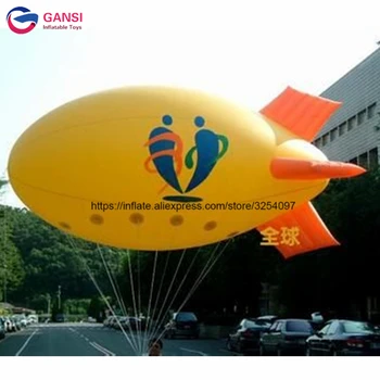 Salgsfremmende helium luftskib luftskib ballon 4m længde oppustelige helium fly ballon for reklamer