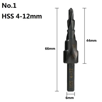 4-12/20/32mm 6-30 mm HSS Kobolt Trin Kegle-Boret Siliciumnitrid Belagt Træ/Metal Hul, Fræser, Boremaskine Spiral Groove Trin Drill Bit