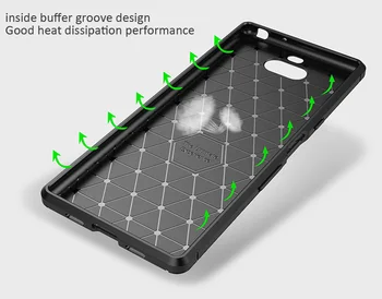 Carbon Fiber Tilfældet For Sony Xperia 10 Plus TPU Silikone Matteret Mat Protector Dække