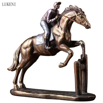 Europæisk stil Nostalgisk Hest Racing Jockey Kontor Dekoration Europæiske og Amerikanske Stil Hest Racing Harpiks Håndværk Pynt