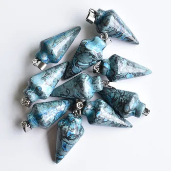 Mode hot sælger på en naturlig blå onyx pendul cirkulær Kegle charms Vedhæng til smykker at gøre 10stk/masse engros-gratis