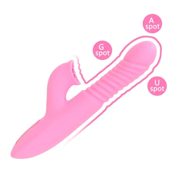 IKOKY Dildo Vibrator Tungen Slikke Klitoris Stimulator Varme Teleskopisk Roterende 7 Speed Sex Legetøj Til Kvinder G Spot