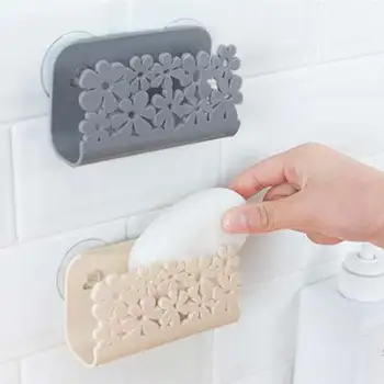 Badeværelse vask absorberende svamp rack rack sugekop køkken, badeværelse torrestativ skrubber sæbe opbevaring