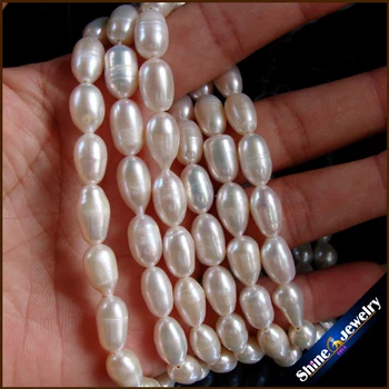 11x7mm engros Naturlige Perler Løs ferskvandsperler Tråde Lang 15