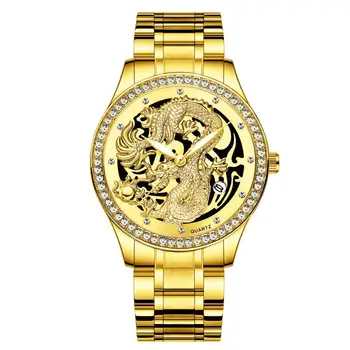 Mode luksus ure mandlige dragon guld ure Unikke Multi-Lag Skive ure Mænd Quartz stål Bælte Se relogio masculino