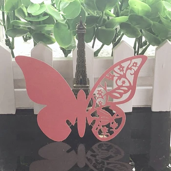 10Colors 50stk DIY Butterfly Sted Escort Kort Vin Glas Kop Papir Kort bordkort Til Fødselsdag Bryllup Fest Hjem Dekorationer