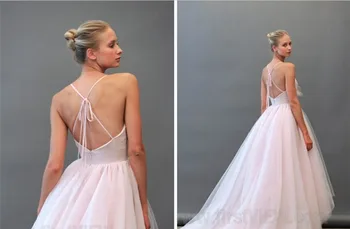 Billige 2018 vestido de novia brude sexet ryg-spaghetti-stropper blomst Efter kort inden længe bolden kjole brudepige kjoler