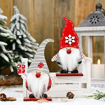 Juledekoration Træ-Santa Elf Hvidt Skæg Dværg Ornament Nye År Desktop Dekoration LB88