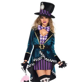 Alice I Eventyrland Johnny Depp Gale Hattemager-Kostume Voksen Tøj Fancy Kjole Fantasier Halloween Kostumer til Kvinder Plus Størrelse