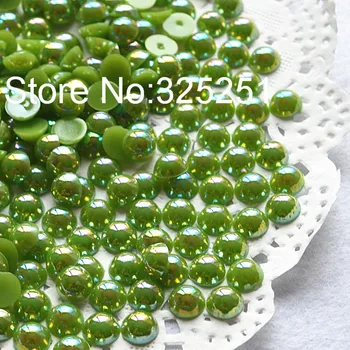 Harpiks flatback AB grøn perle 1.5-12mm fladskærms tilbage halvdelen pearl
