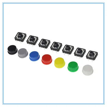 20PCSMixed farve Smart Elektronik Diskussion Tryk på Knappen for at Skifte Forbigående 12*12*7.3 MM Micro-Switch Knappen + 5 Farver Takt Cap