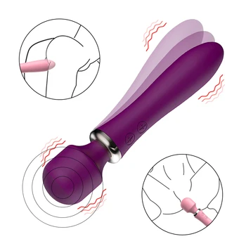 10Speeds Dobbelt Vibrator Dildo Vibrator Kraftfuldt AV-Magic Wand Vibrator Sex Legetøj til Kvinder Håndsex G Spot Klitoris Stimulator