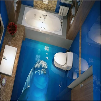 Beibehang Personlig brugerdefineret gulve stickers 3D marine verden søde delfin malet tyk, vandtæt gulv fliser
