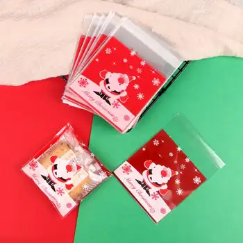 Jul Selvklæbende Xmas Mønster Plast Cellofan Cookies Slik Gavepose